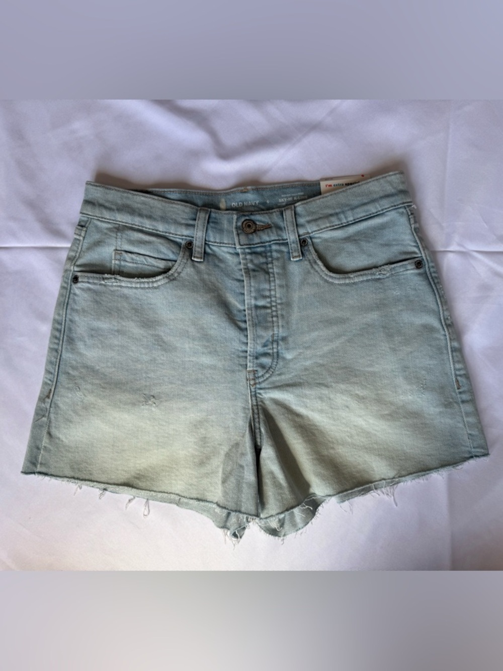 Old Navy Sky-Hi A-Line High Rise Button Fly Light Wash Denim Shorts Size 6 - Picture 2 of 11
